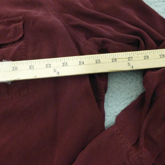 Kate Hill Shirt Womens 3X Button Up Silk Maroon Red Roll Tab Sleeve - Picture 7 of 9